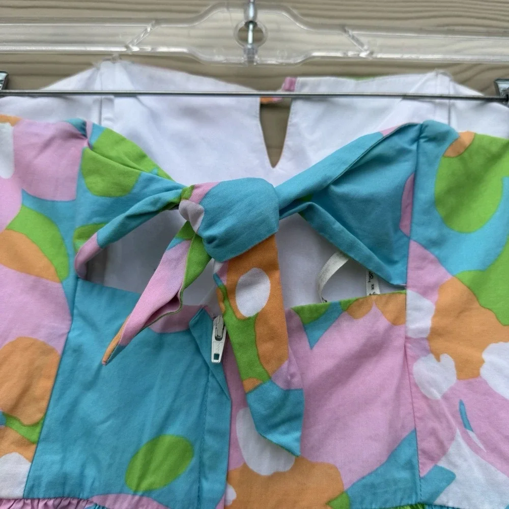 Lilly Pulitzer Y2K Floral Strapless Dress Sz4 Bow Back Fit Flare Preppy Cottage - Picture 10 of 10